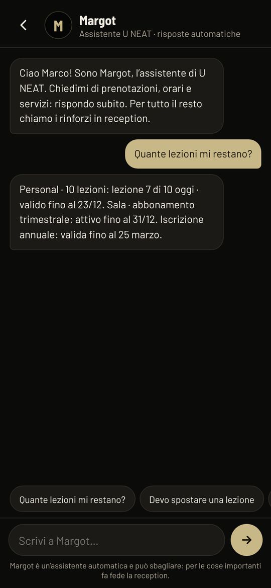 Schermata dell'app U NEAT: Margot, l'assistente