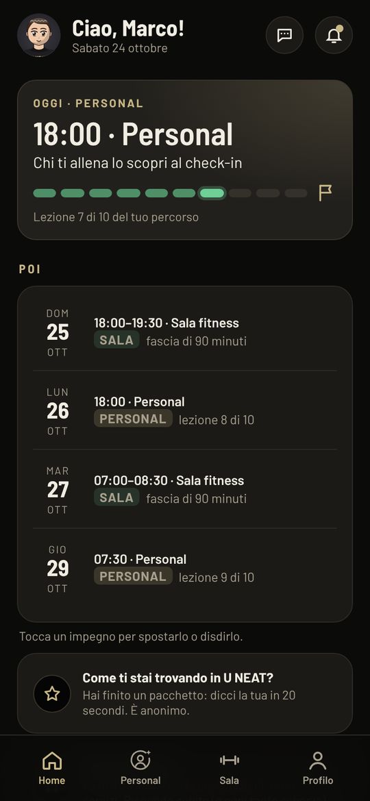 Schermata dell'app U NEAT: La tua agenda